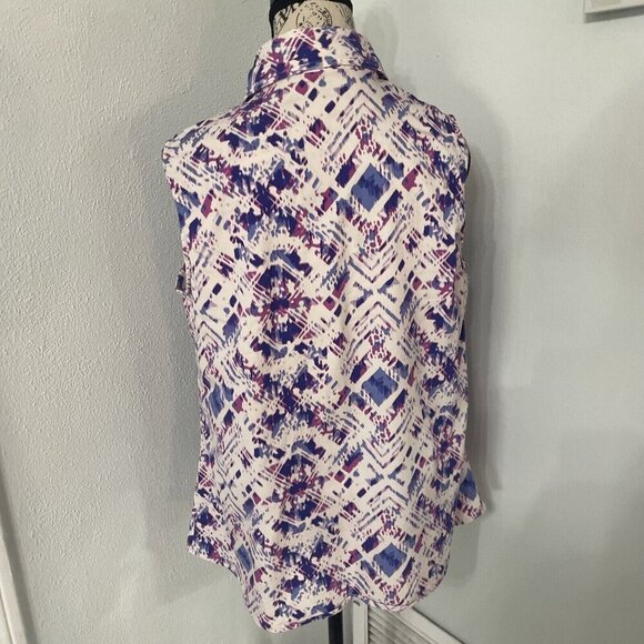 Lularoe Roxanne Snap Button Sleeveless White Aztec Camo Size Large 14/16 (B7) - Picture 5 of 9